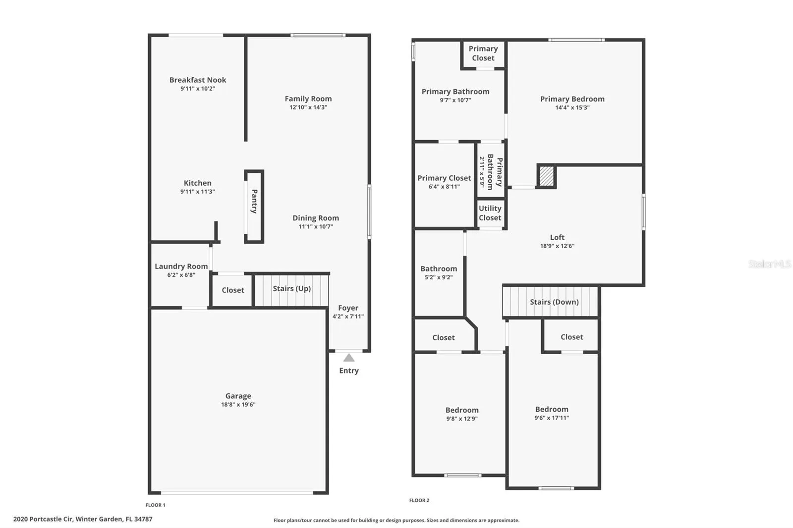 Floor plan, first and second floors