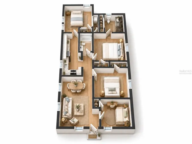 3D virtually staged floor plan for front home