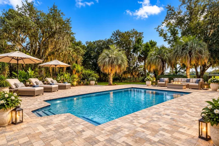 Virtually staged Pool Furniture.