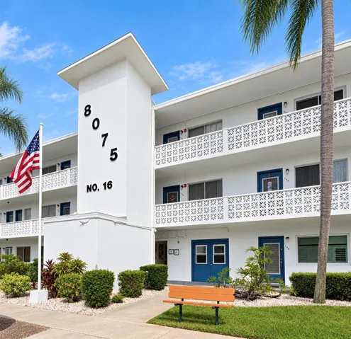 Front of building with elevator