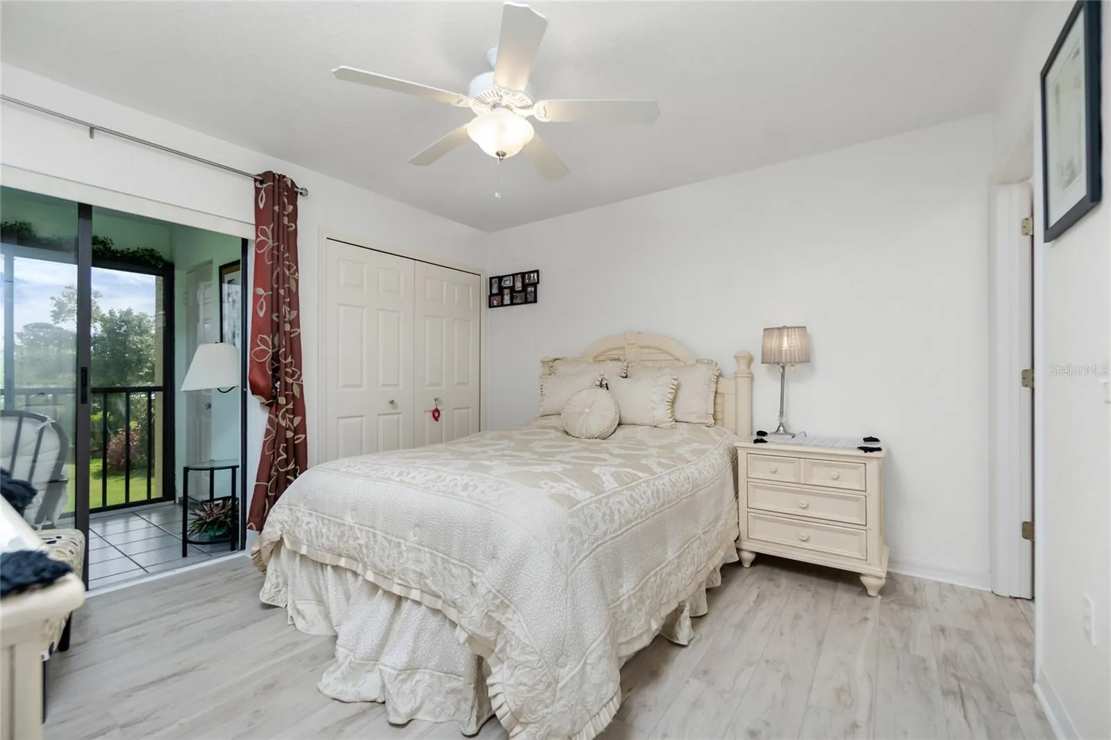 Primary bedroom has laminate flooring and two wall closets for plenty of storage!
