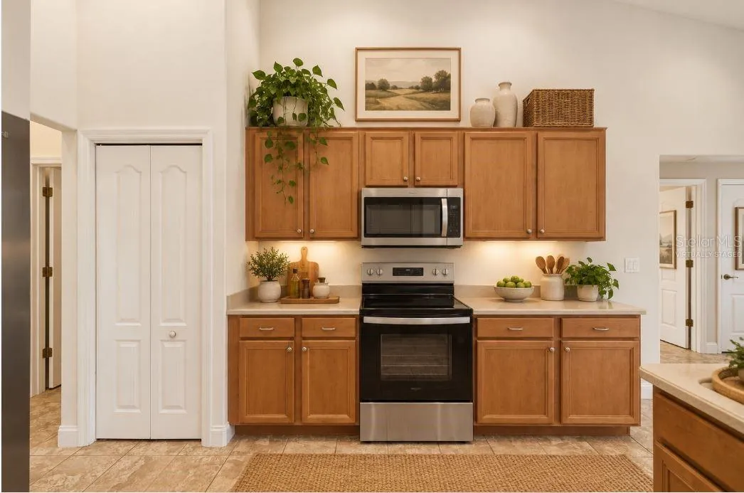 Virtually staged kitchen.