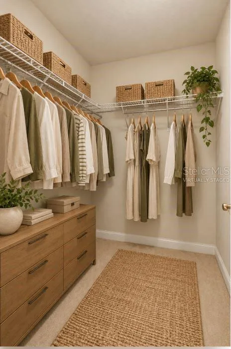 Virtually staged guest closet.