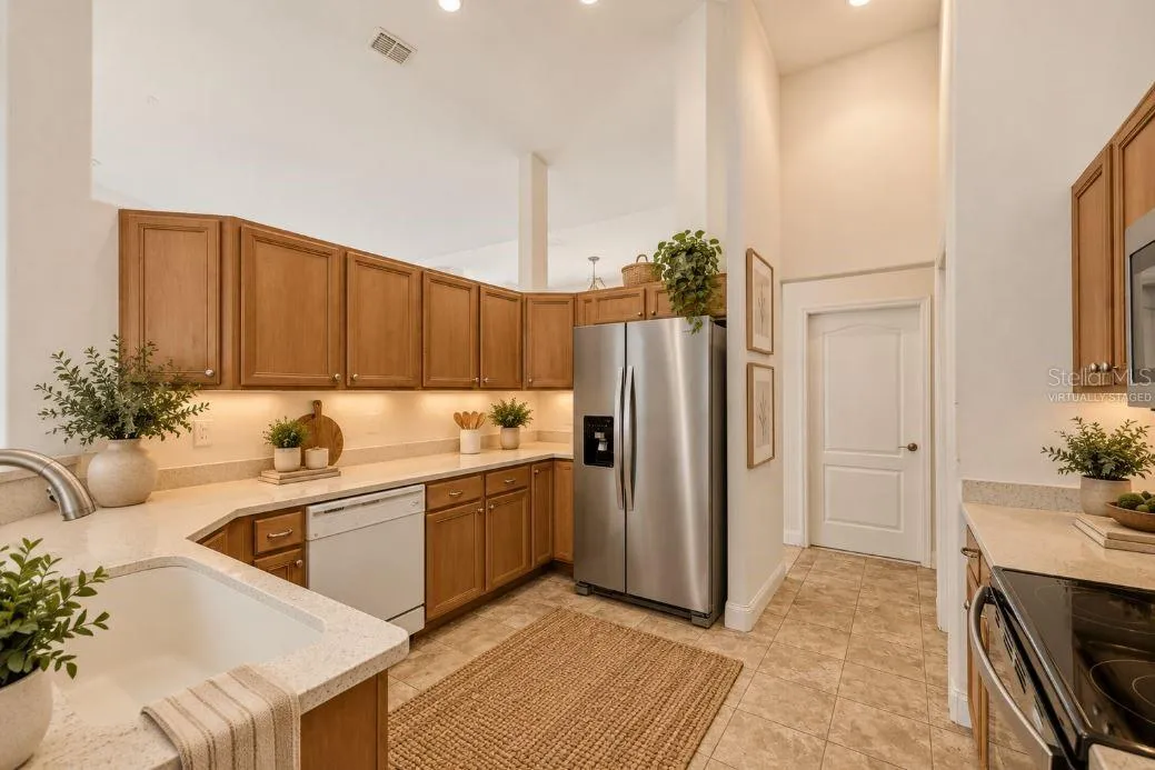 Virtually staged kitchen.