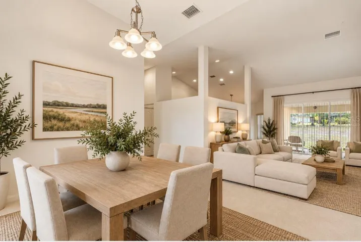 Virtually staged dining room.