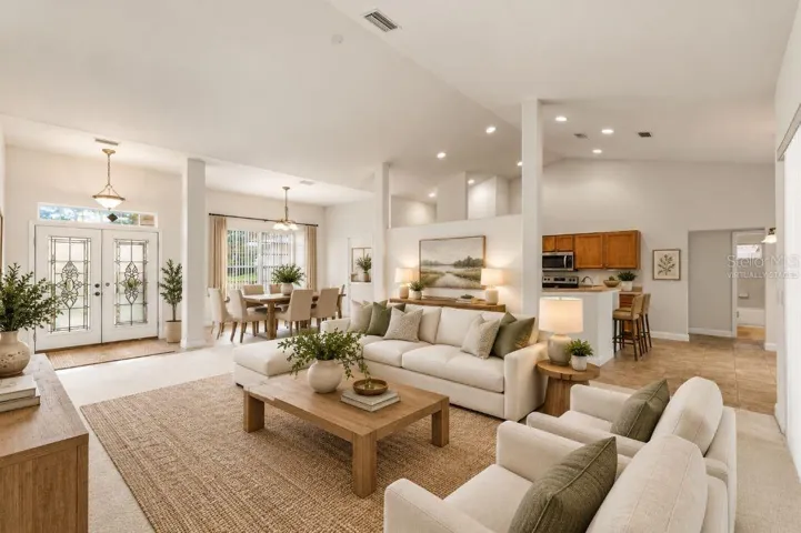 virtually staged living room.