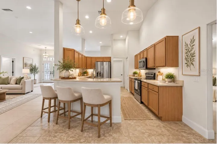 Virtually staged kitchen.