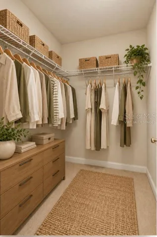 Virtually staged guest closet.