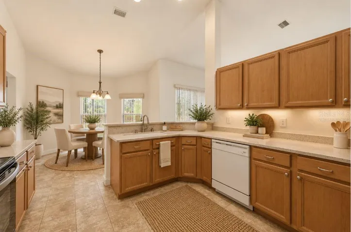 Virtually staged kitchen.