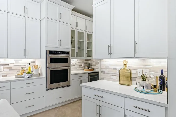 The Butler pantry features a wine cabinet