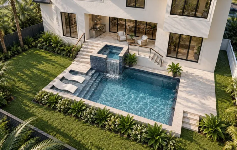 Resort style pool and Artisan outdoor kitchen