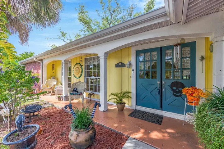 Front door, porch