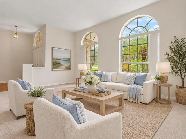 Virtually staged. Living room.