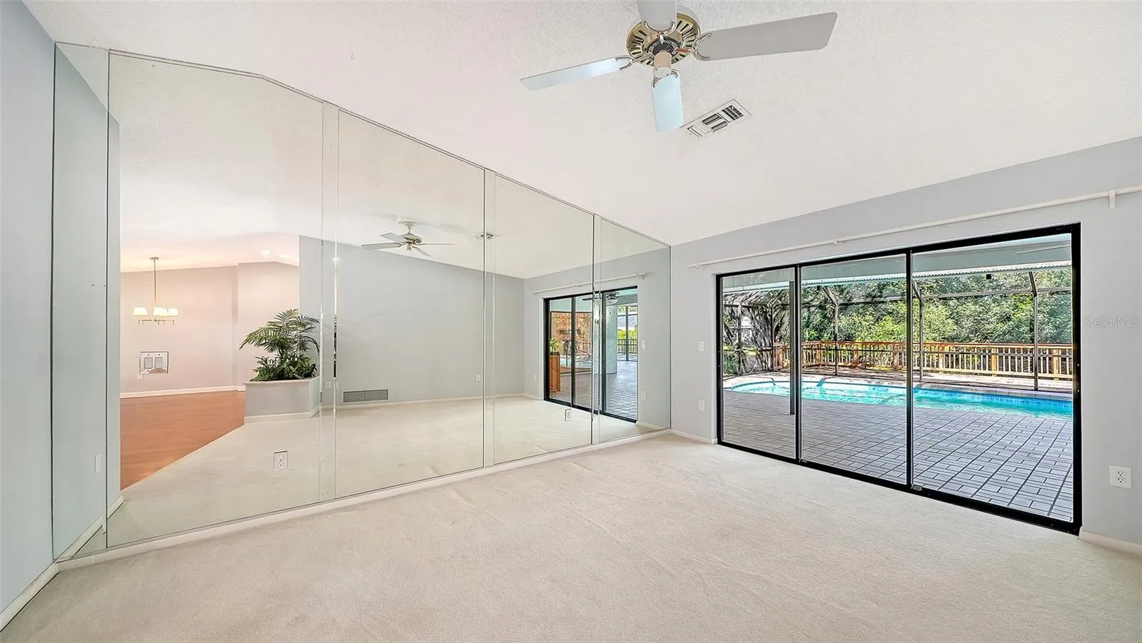 Living room mirrored wall
