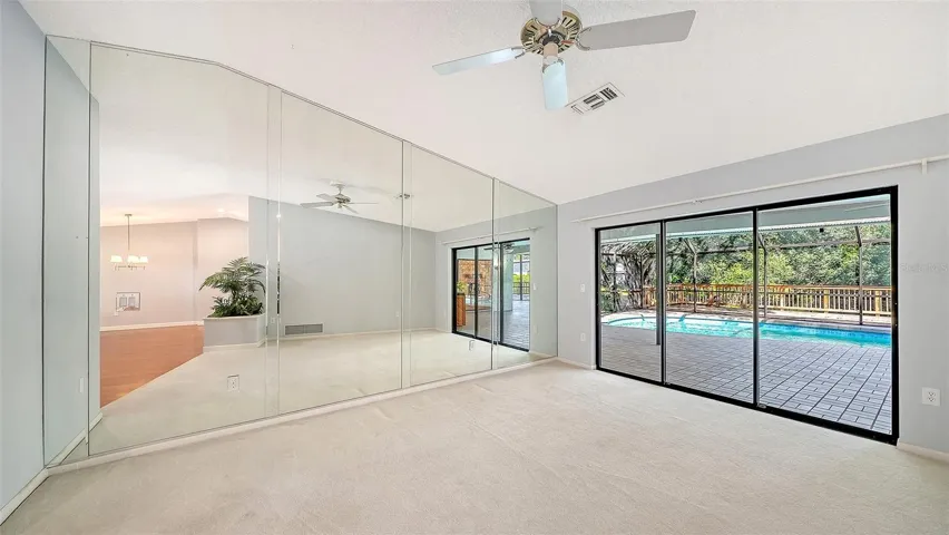 Living room mirrored wall