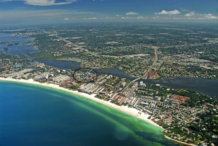 Aerial View of Polynesian Gardens &amp; Siesta Key Beach
