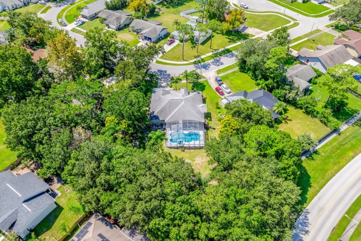 Aerial view of the back of the home.