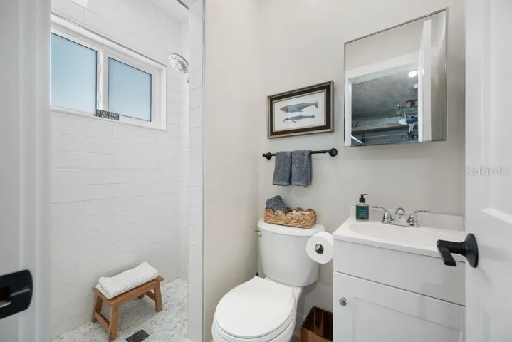 Beautifully Renovated Garage Bath with Walk-In Shower