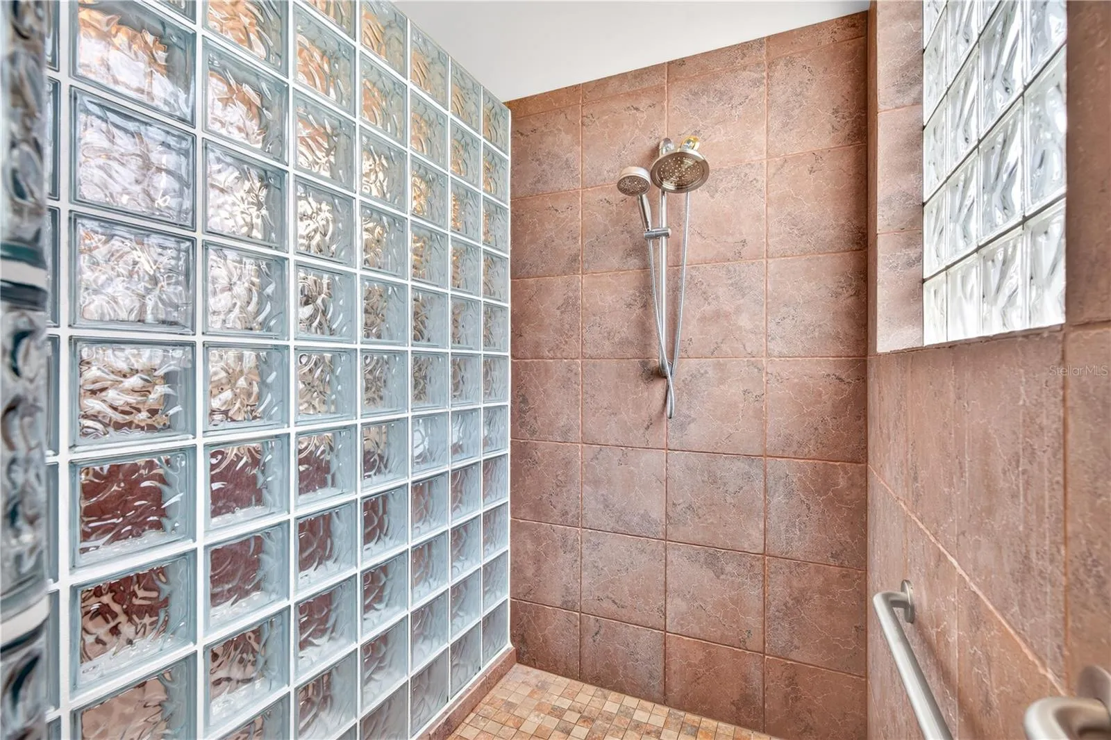 Walk-In Shower with Accessible Grab Bar