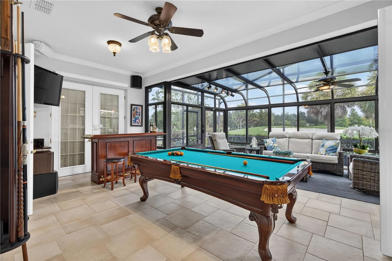 Florida Room with Pool Table