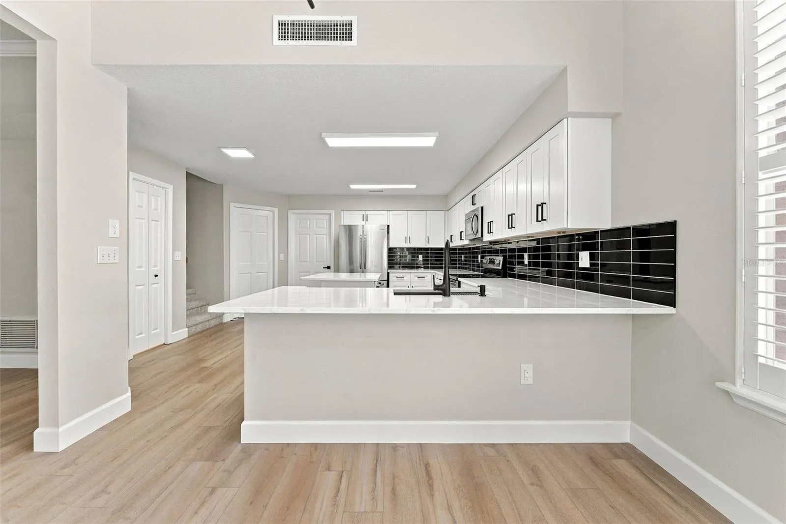 Bar seating in the kitchen