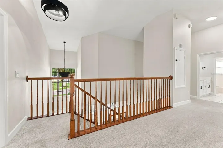 At the top of the stairs you enter into the bonus room/loft area