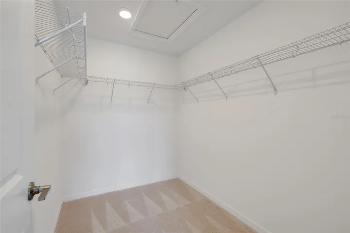 The walk-in closet for the master bedroom is large and roomy for any wardrobe size! There is plenty of room to add closet built-ins for even greater space/storage/hangings!