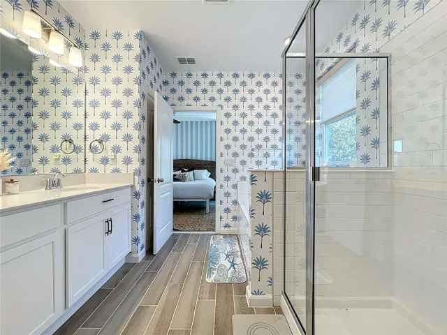 Separate Glass Enclosed Shower