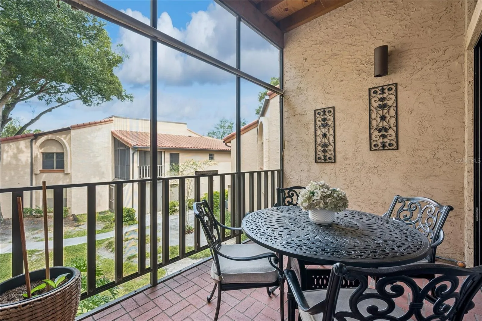 Screened-in back porch