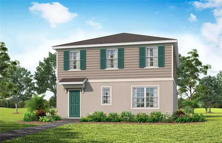 Exterior Design. Artistic rendering for this new construction home. Pictures are for illustrative purposes only. Elevations, colors and options may vary.