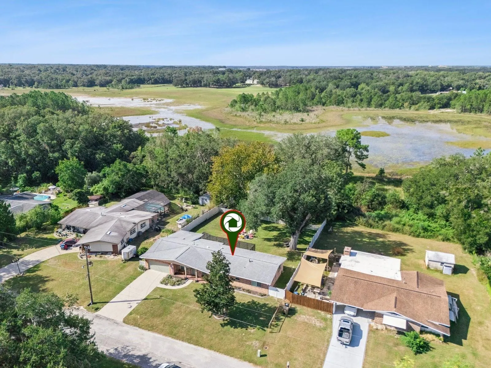 Aerial with home marked