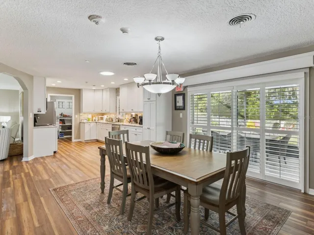 Dining room flows into kitchen and laundry