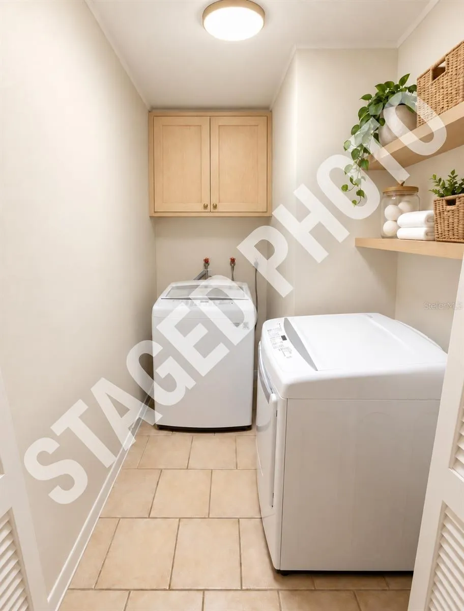 STAGED PHOTO- the only change in the photo was removing the wire shelves and adding a cabinet and wooden shelves.