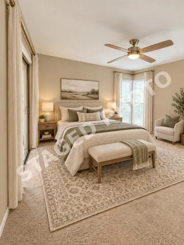 STAGED PHOTO- only changes to this room are paint, an area rug, draperies and furniture.