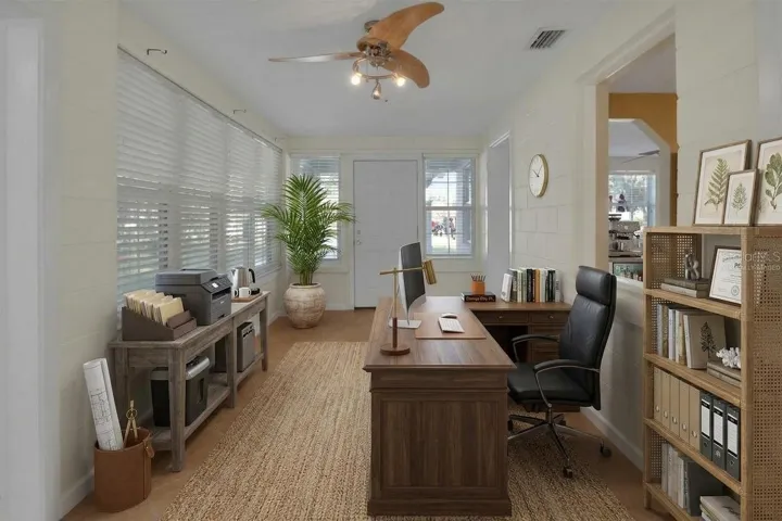 Virtually staged Bonus room/office