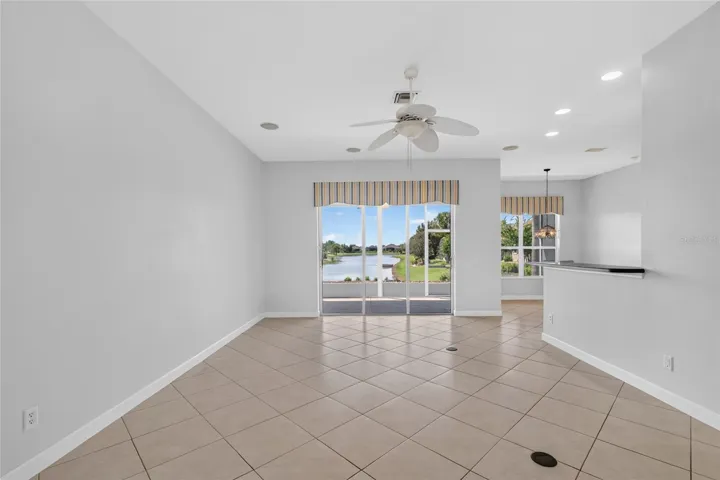 The open living area gives you a view of the lake.