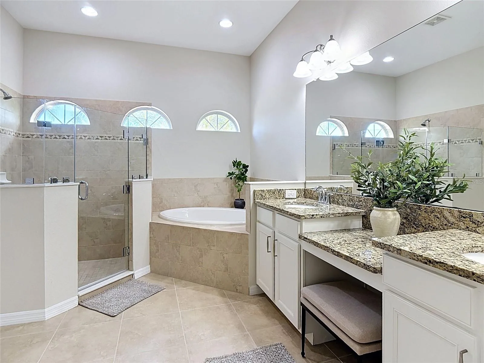 Primary Bath w/ Granite &amp; New Custom Glass Shower Doors