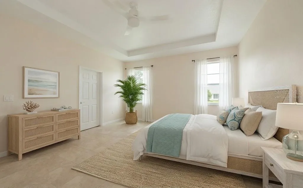 Virtually staged primary suite