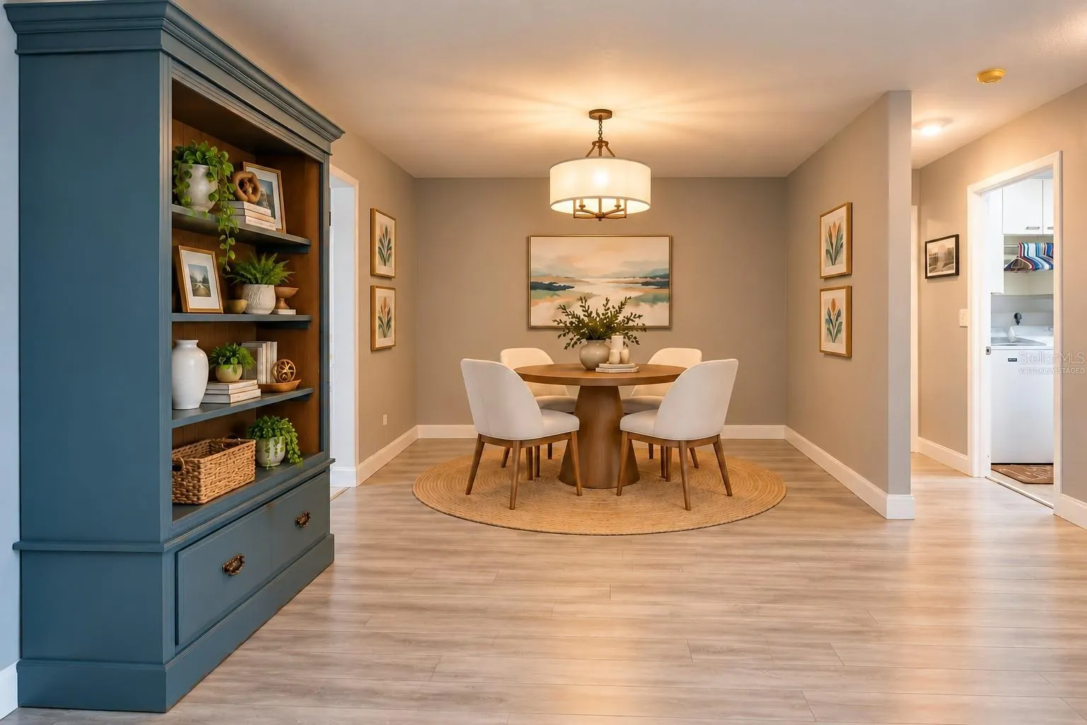 Virtually staged dining room.