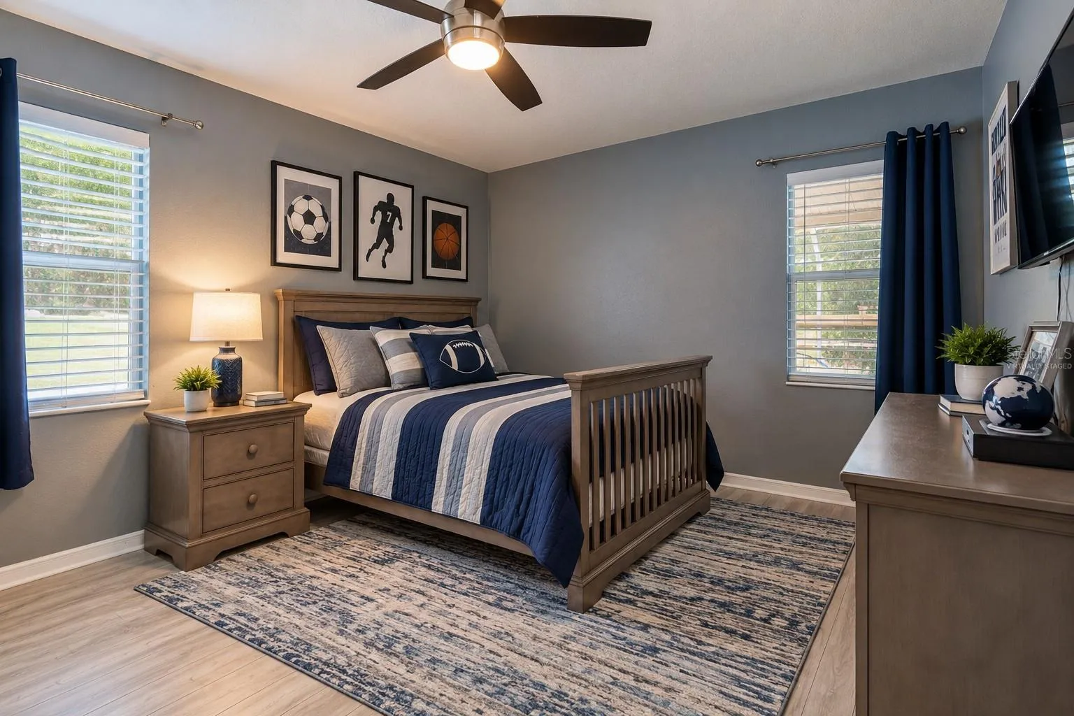 Third bedroom with virtually staged decor.