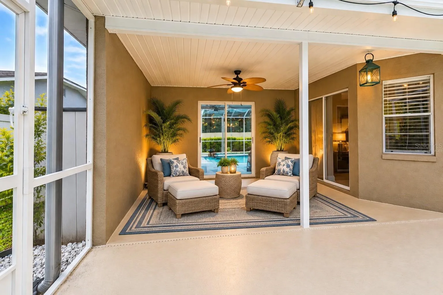 Virtually staged lanai off of primary suite.