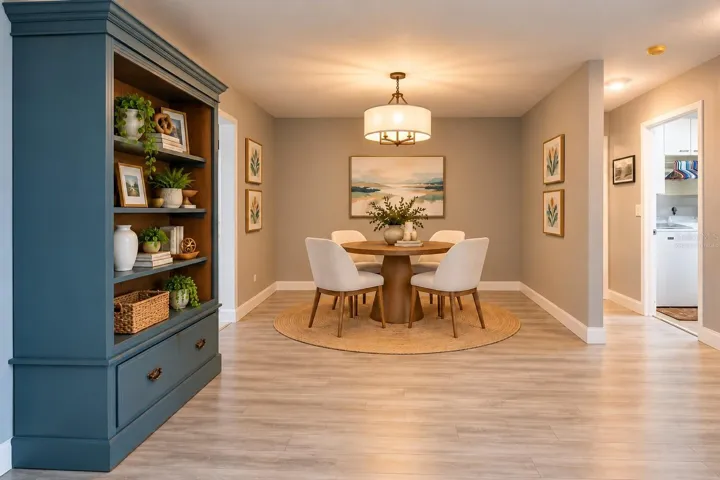 Virtually staged dining room.