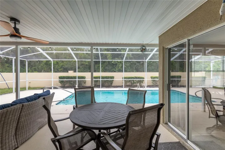 View from great room and the sliders on the right lead to the dinette and kitchen.