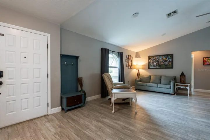 Foyer and front of great room.