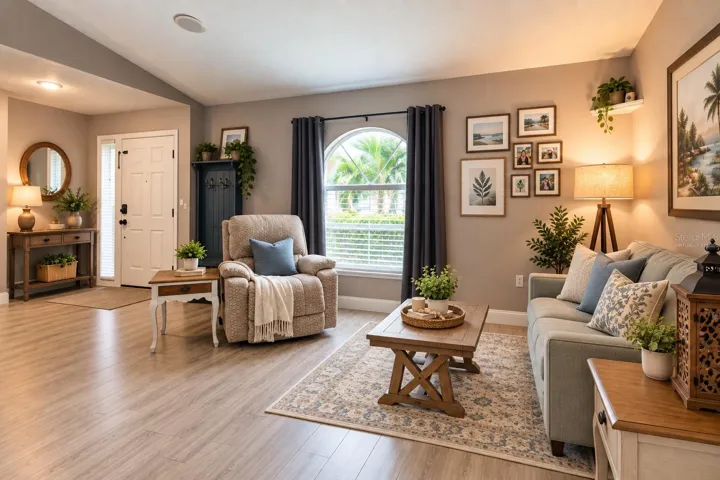 Virtually staged front area of the great room.
