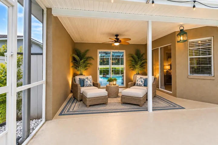 Virtually staged lanai off of primary suite.