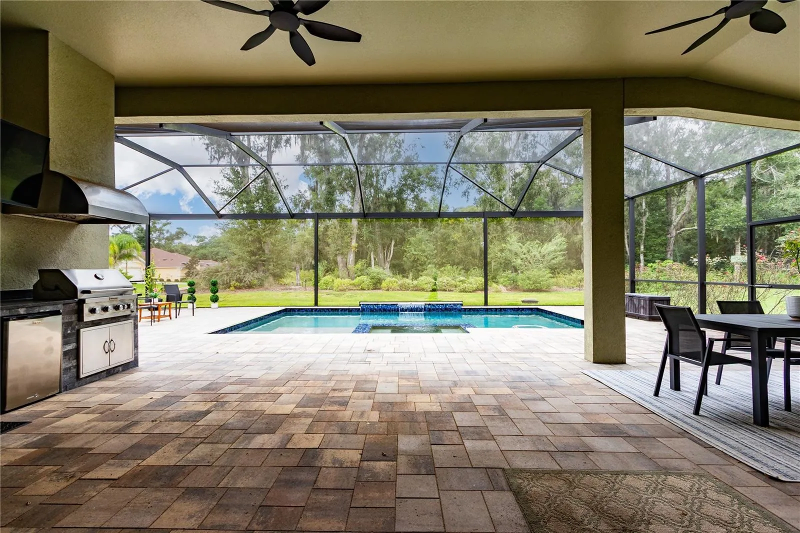 Covered section with ceiling fans