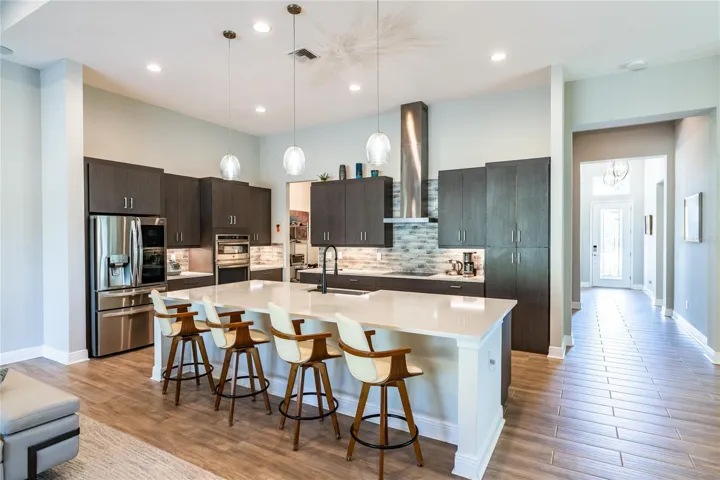 Upscale OPEN kitchen with quartz island!