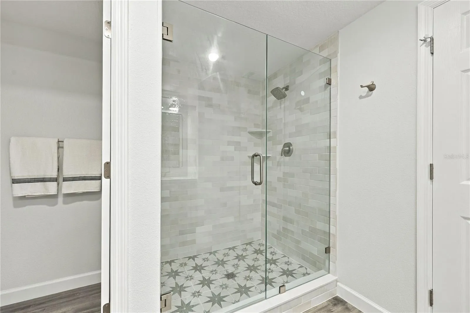 Shower and view of Water closet