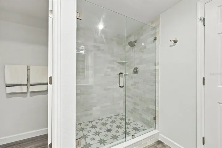 Shower and view of Water closet